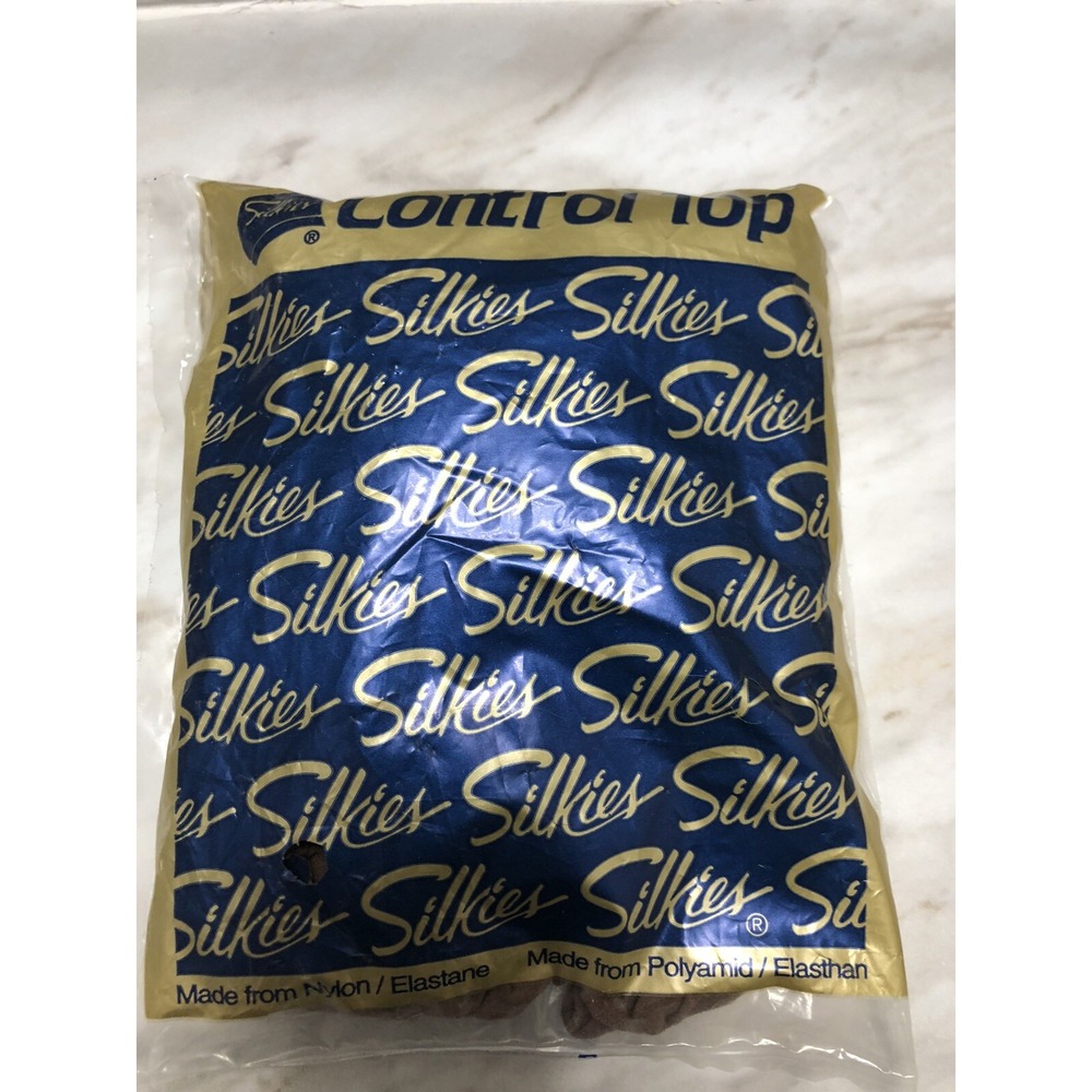 Vintage Silkies Control Top Pantyhose Nylon Stretch USA Beige Size‎ Large